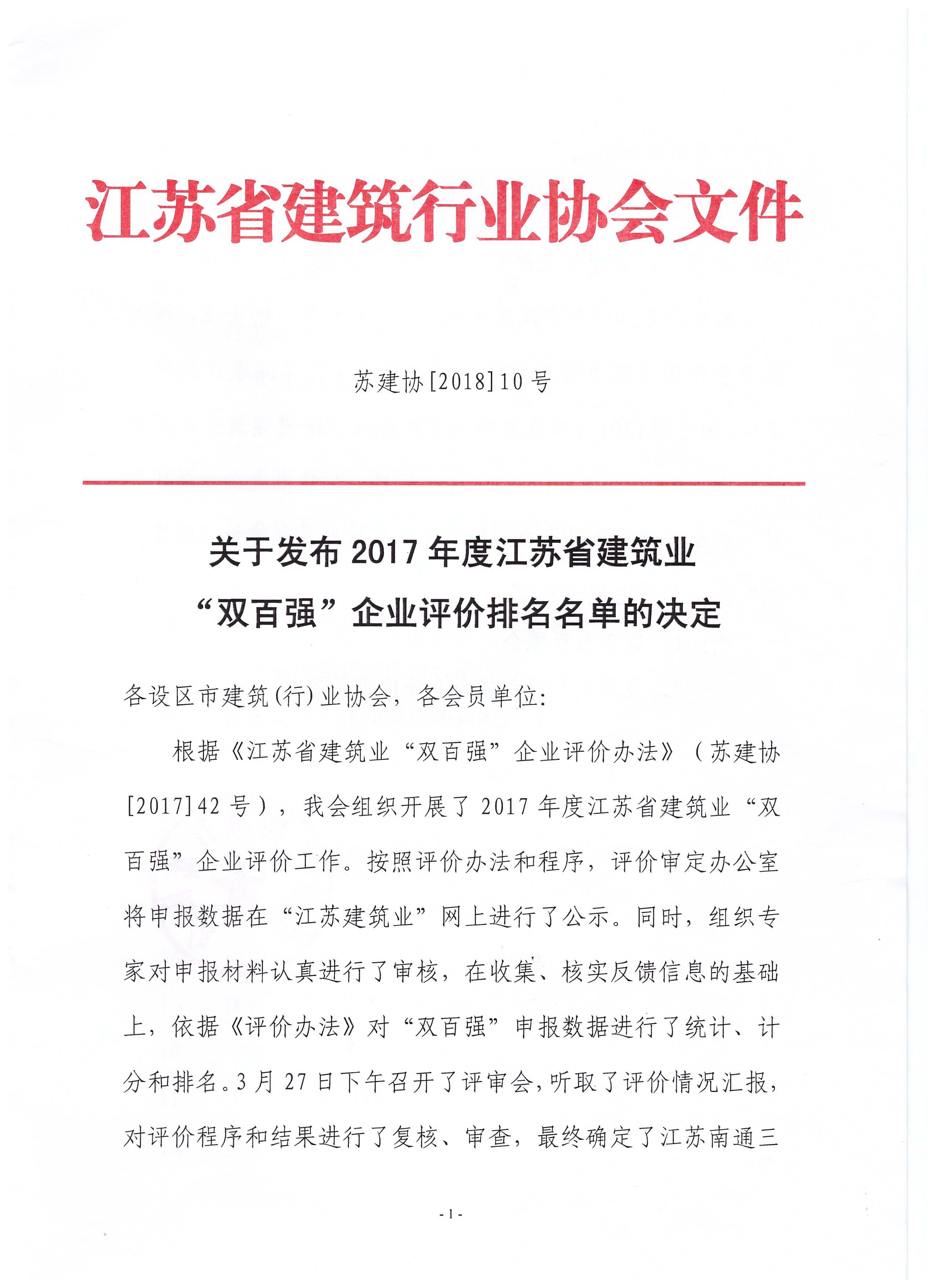 集團(tuán)公司蟬聯(lián)江蘇建筑業(yè)成長性百強(qiáng)企業(yè)前列 集團(tuán)公司蟬聯(lián)江蘇建筑業(yè)成長性百強(qiáng)企業(yè)前列